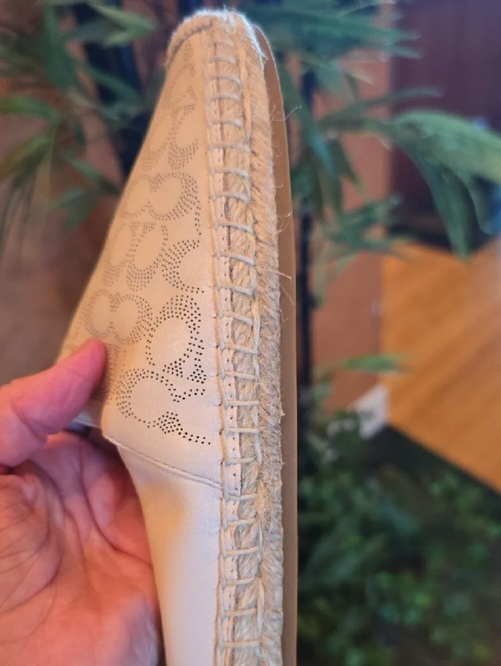 Coach Cream Logo Espadrille Slip-On Flats Size 9